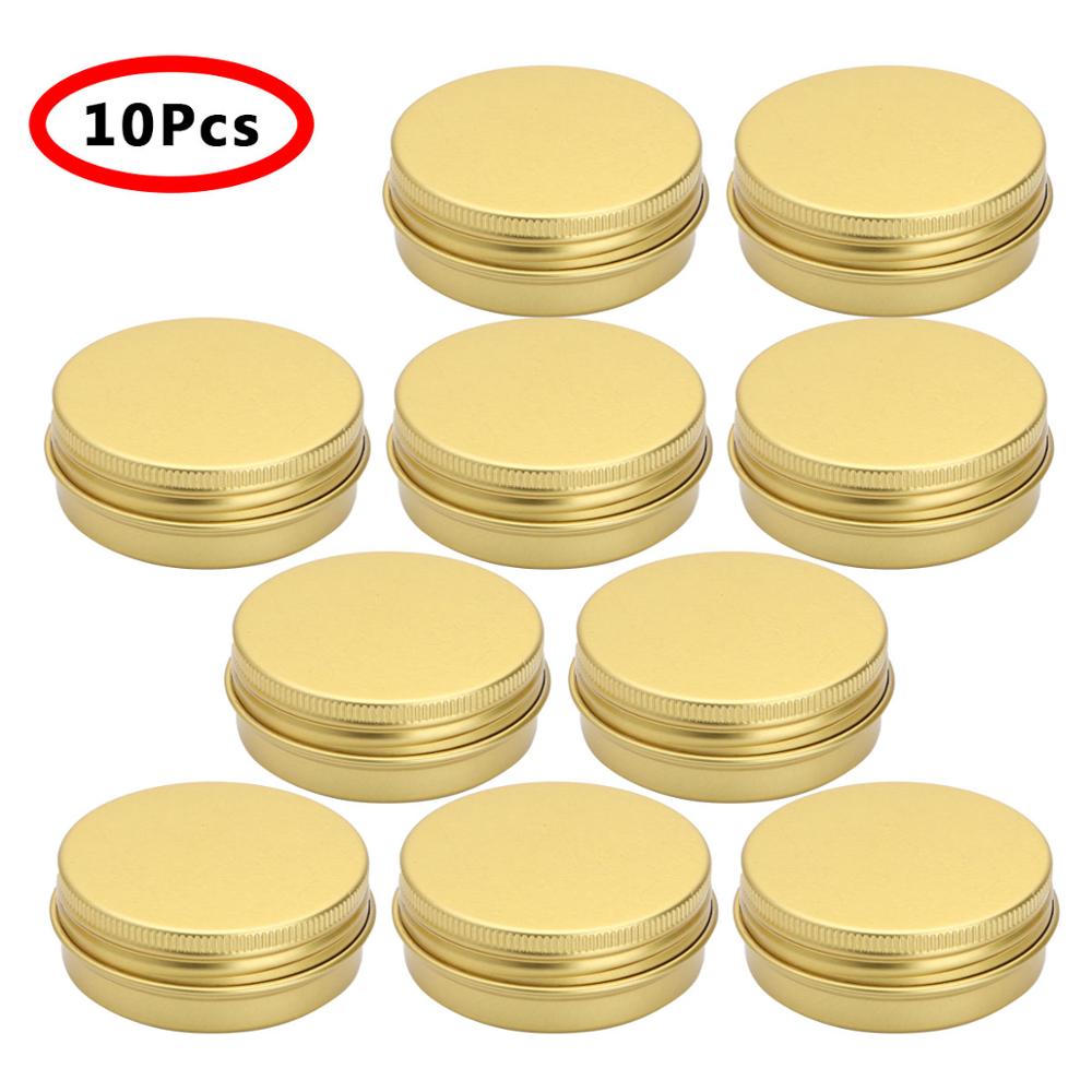 10 30ml aluminiumsdåser med anti-lækageforsegling potter skruetop mini opbevaring metal dåser bærbar lysboks urte lotion prøvebeholdere: Guld