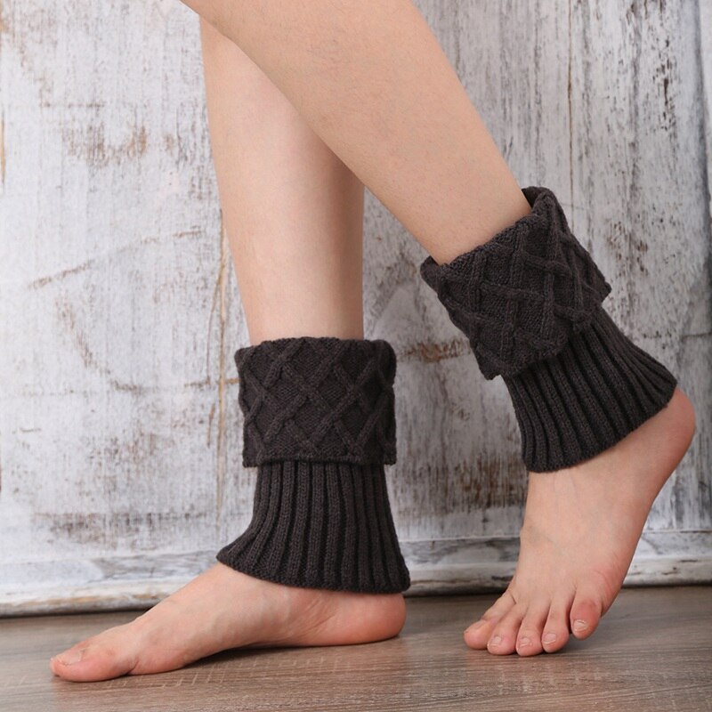 Calentadores de piernas de punto para invierno, calentadores de piernas cortos para otoño e invierno, calentadores de piernas de punto