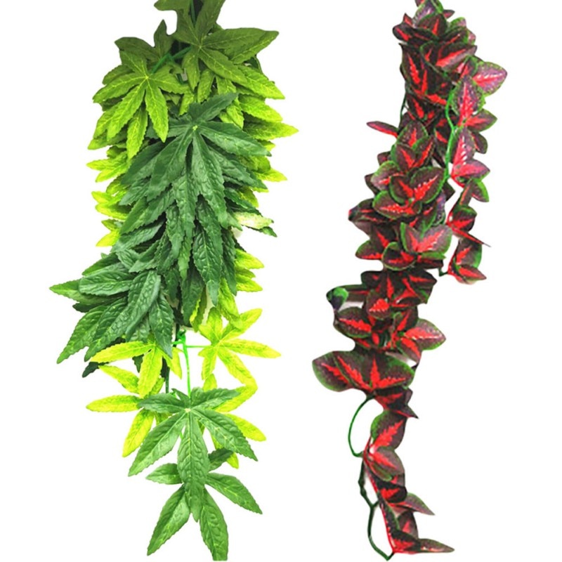 Plantes de décoration de Terrarium pour reptiles, plantes avec ventouse pour animaux de compagnie amphibiens, lézard, serpent, escalade, décor d&#39;aquarium