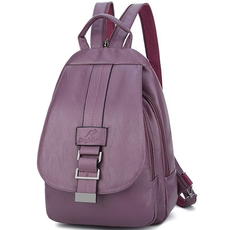 Femmes sacs à Dos en cuir Vintage femme Sac à bandoulière Sac A Dos voyage dames Sac à Dos Mochilas sacs d'école filles Preppy Bookbag: VIOLET