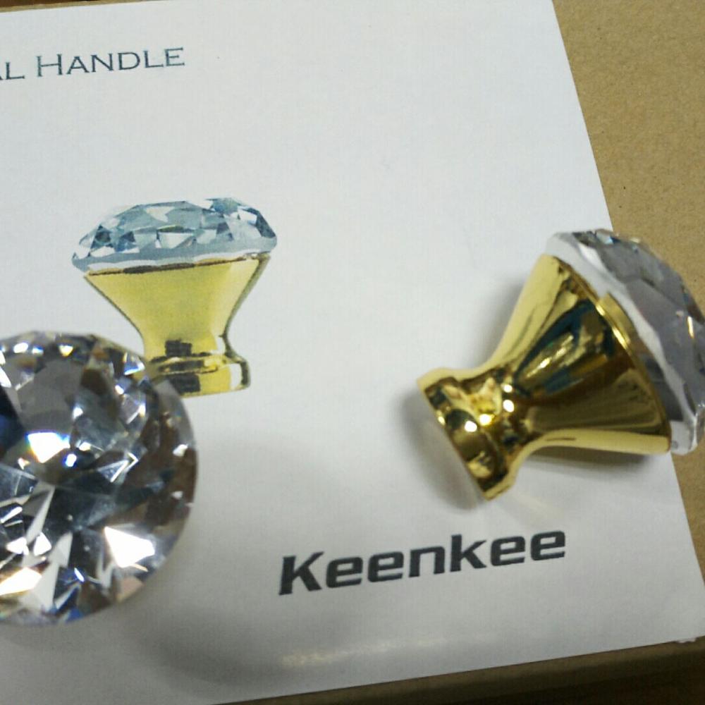 Keenkee Keuken Meubels Kast Deurgrepen Lade Handvat Kast Deurknop Lade Pull Kristal Met Chroom Goud Kleur