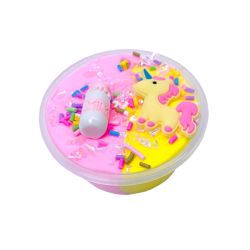 60Ml Eenhoorn Bladerdeeg Slime Plastic Klei Lichte Klei Kleurrijke Modellering Polymeer Klei Zand Pluizige Licht Plasticine Gum Voor Handgemaakte speelgoed: yellow pink