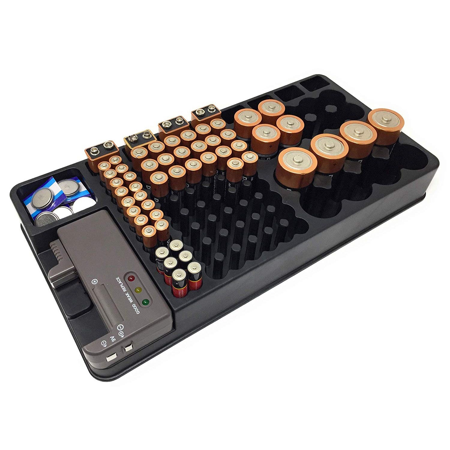 Batterij Organizer Houder Met Tester-Batterij Caddy Rack Case Box Houders Inclusief Batterij Checker Voor Aaa Aa C D 9V