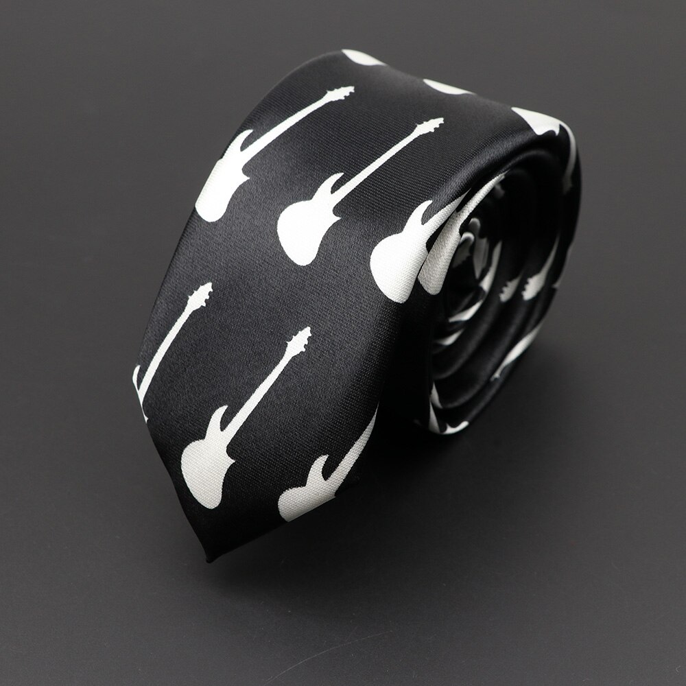 Corbata musical clásica de para hombre, Festival de vacaciones, estampado de Piano, guitarra, cara sonriente, poliéster, 5cm de ancho, corbata negra con: Verde esmeralda