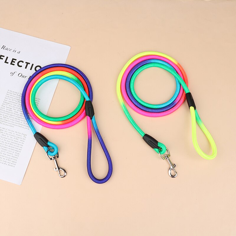 1Pc Nylon Rainbow Pet Dog Leash Walking Training Leash Cats Dogs Harness Collar