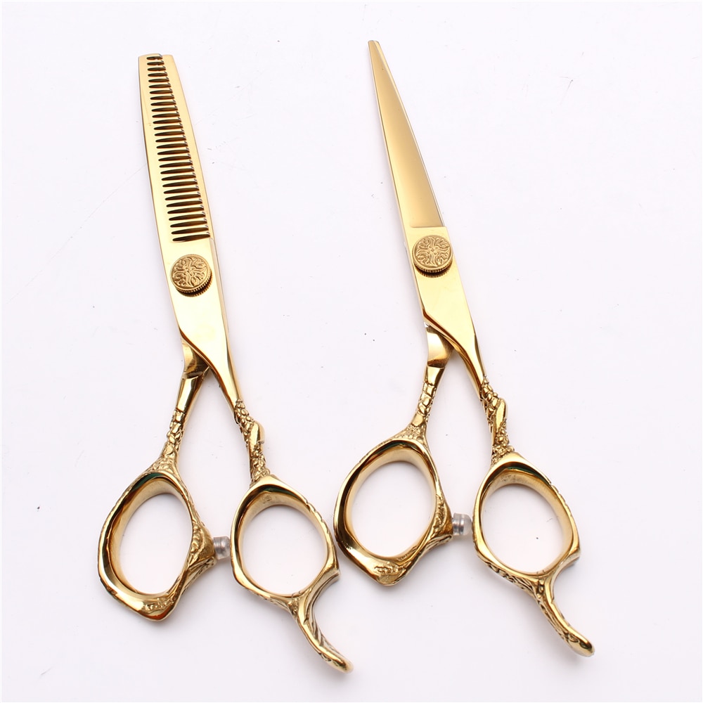 C9001 5.5in. 16cm 440c guld frisör sax skär sax gallring sax skönhetsverktyg hår sax verktygsuppsättning