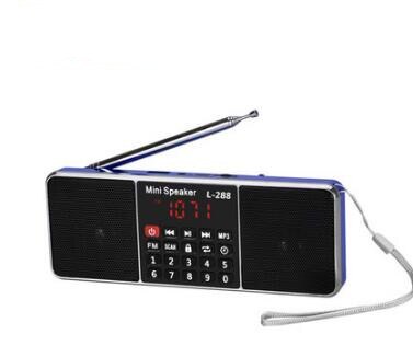 Digitale Draagbare Radio Am Fm Bluetooth Speaker Stereo MP3 Speler Tf/Sd-kaart Usb Drive Handsfree Call Led Display luidsprekers L-288: Blauw