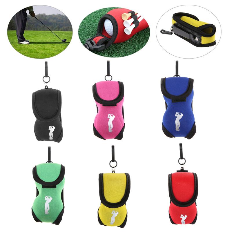Portable Neoprene Mini Golf Ball Bag Golf Tees Holder Storage Case Carry Pouch Pack With Waist Belt Clip For Training