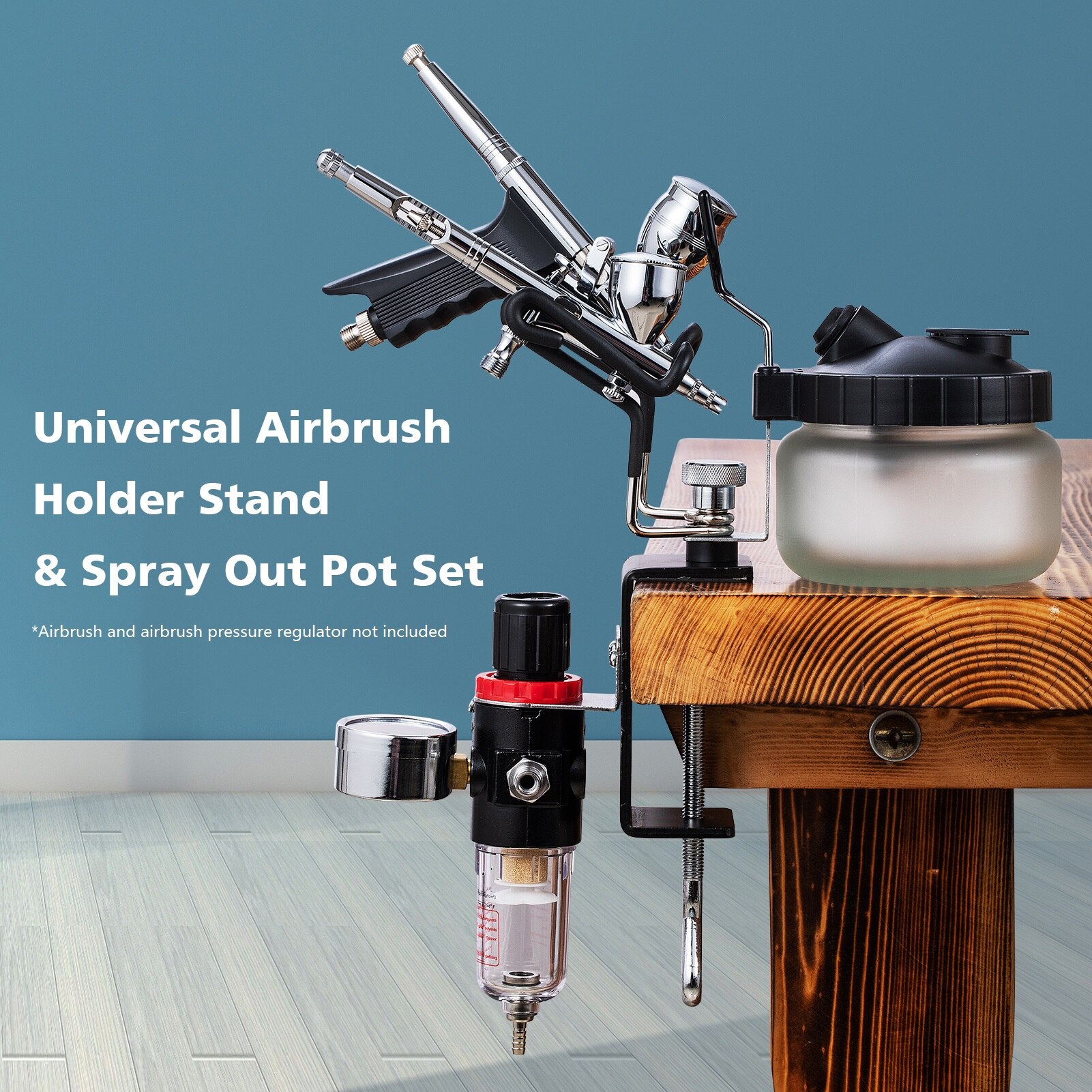 Supporto universale per aerografo supporto per pulizia aerografo supporto a due spazzole supporto da tavolo a morsetto con Set di pentole Spray universale