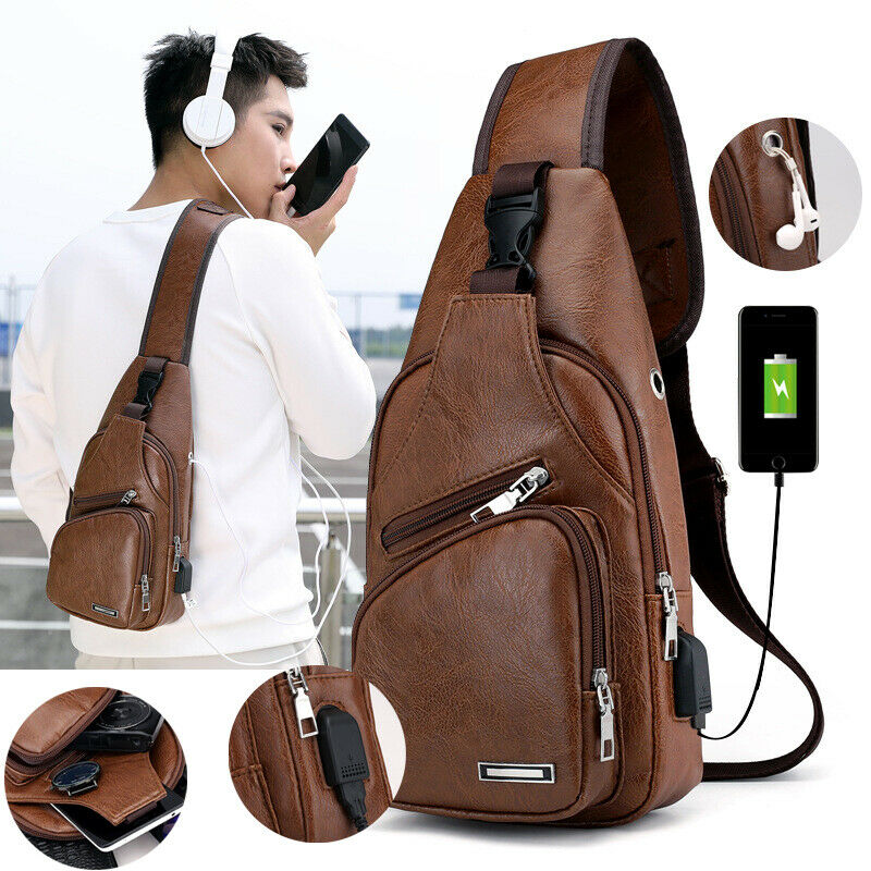 Neue für männer Polyester Kleine Gurt Brust Pack Umhängetasche USB Ladung Taschen Sport Reisetaschen