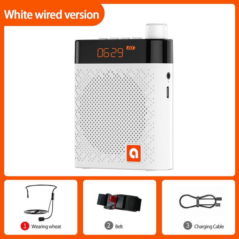 K6 Bluetooth Fm Radio Luidspreker Megafoon Luidspreker Voor Teaching Tour Guide Sales Promotion Microfoon Voice Versterker Booster: white