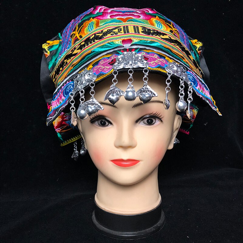 Women Embroidered Miao Headdress Chinese Minority dance Headpiece Miao Hat Chinese Minority Folk Dance Accessories: 1