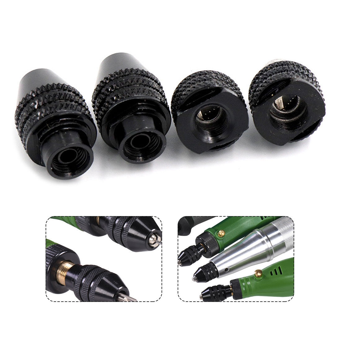 4 Types Multi Chuck Keyless For Dremel Rotary Tools 0.5-3.2mm Drill Bit Chucks Adapter Converter Universal Mini Chuck