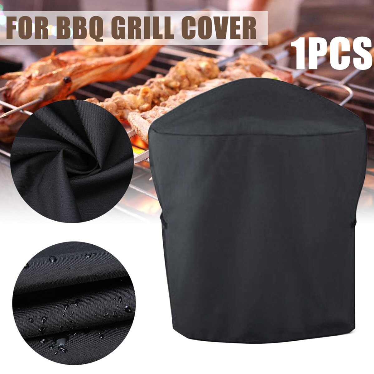 Black BBQ Cover Rolling Cart Waterproof Barbecue Grill Protective Cover for Weber Q200 Series #7113 Camping Accessories