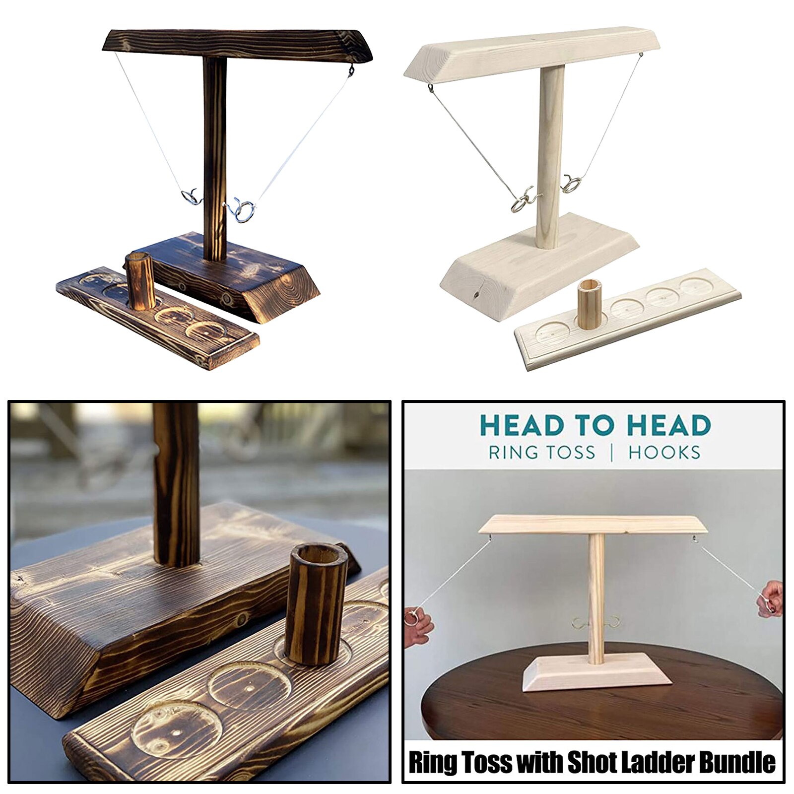 Wooden Hook and Ring Toss Battle Bar Game Quick-paced Interactive Drink Toys