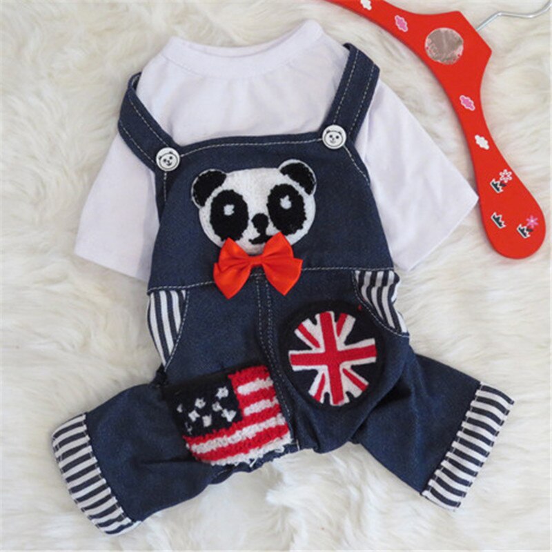 Pipifren höst våren små hundar overaller jumpsuit jeans hundkläder för husdjur pyjamas kostym katter combinaison chien maskotar: M