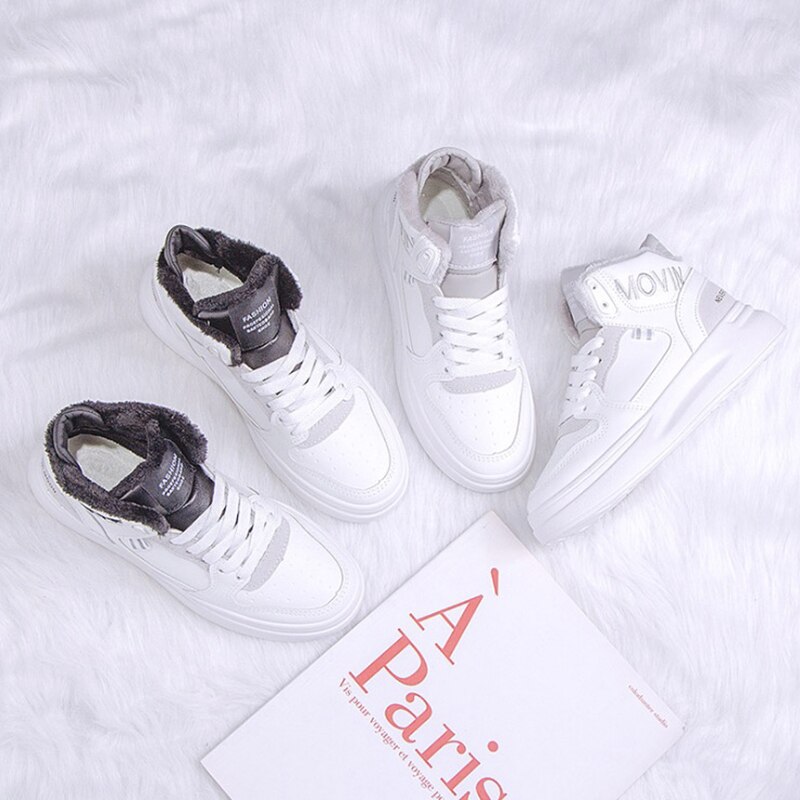 Dames sneakers winter damesschoenen flats platform casual schoenen voor dames comfortabele hoge top warme pluche off white schoenen
