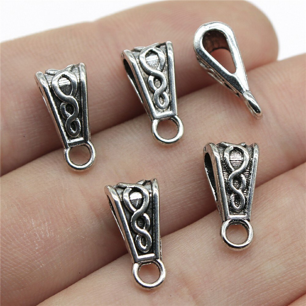 20pcs Connector Charms Bail Beads Antique Silver Color Bail Beads Charms Jewelry Findings DIY Bail Beads Charms Connector: B14103-15x7x6mm