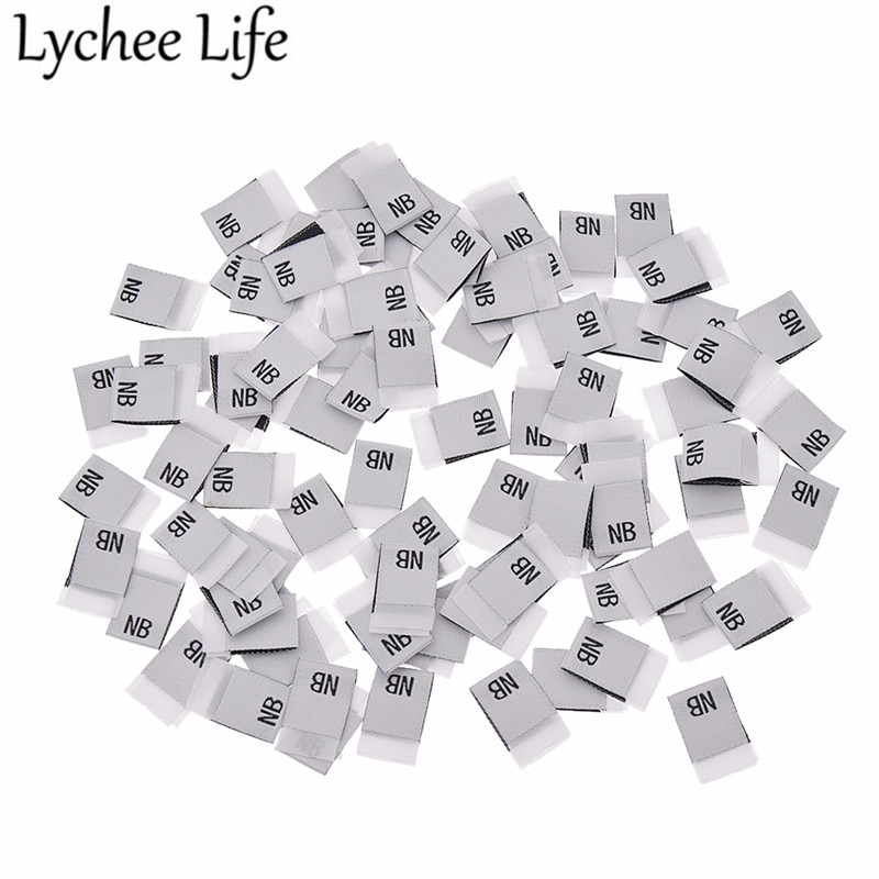 litchi liv 100 stk baby klær størrelse etikett polyester brev trykte etiketter håndlaget diy klær sy stoff tilbehør