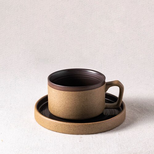 Japanese Style European Style Ceramic Coffee Cup and Saucer Set Vintage Cappuccino Coffee Cup Vaso Para Cafe Mug BD50CS: style2