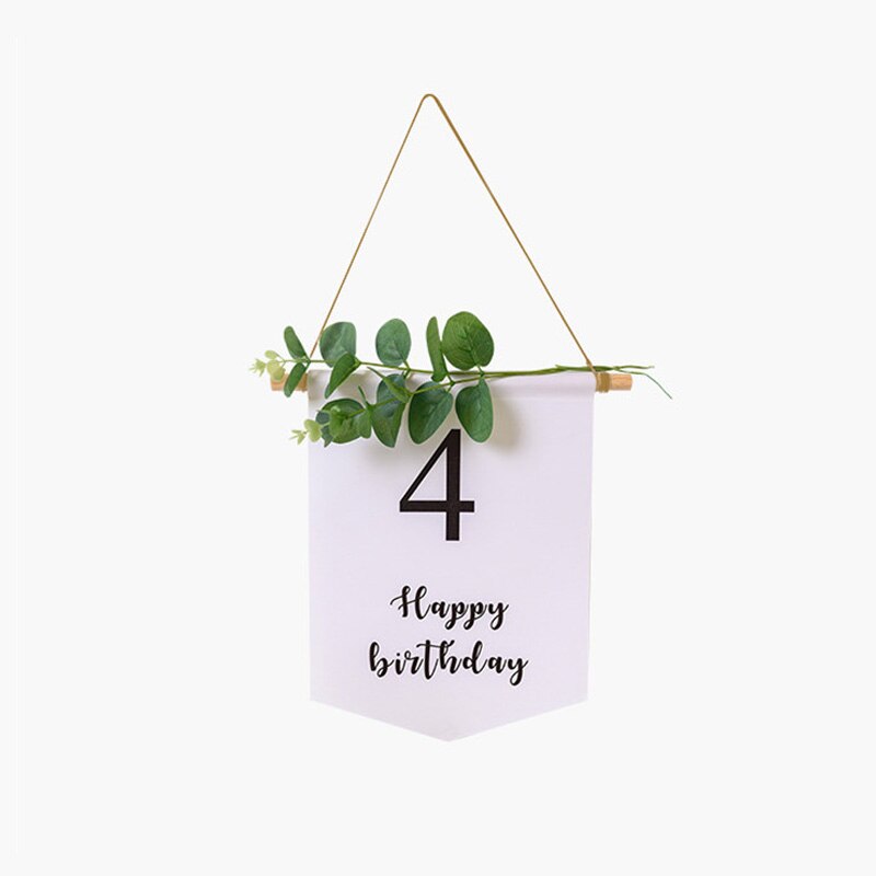 Happy Birthday 1-9th Banner Balloons Flag Bunting Forest Garland Kids Baby Shower First Birthday Party Decoration Supply: happy birthday 4