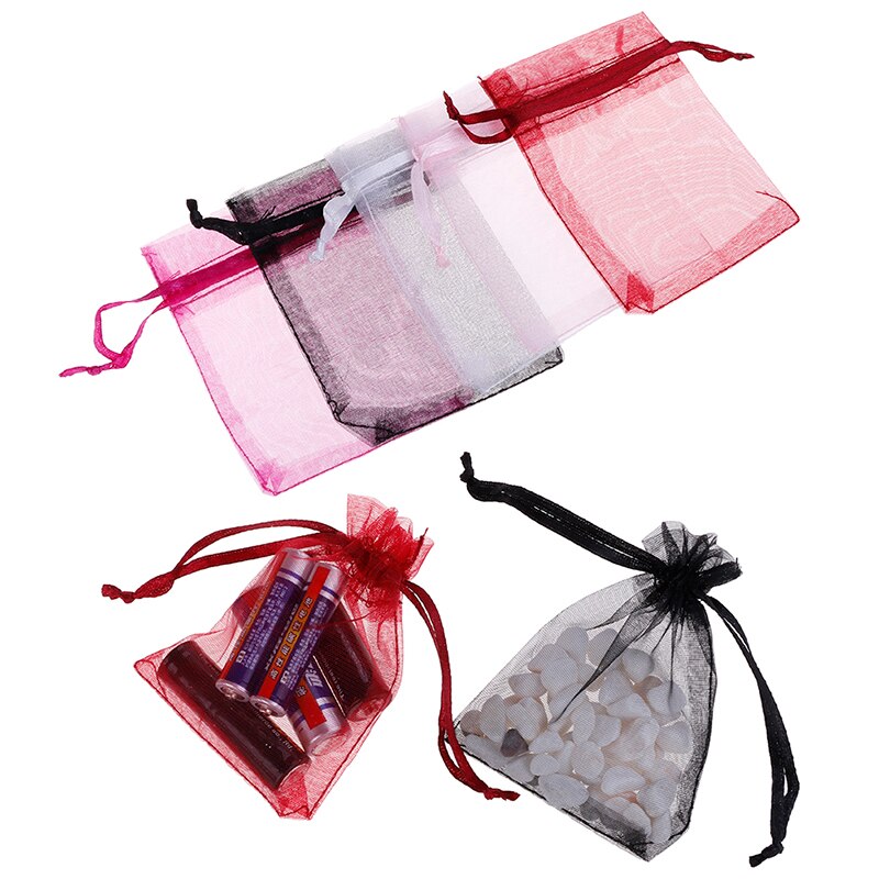 100 Stck/tasche Organza Kordelzug Taschen Kordelzug Taschen Schmuck Gittergewebe Beutel Container