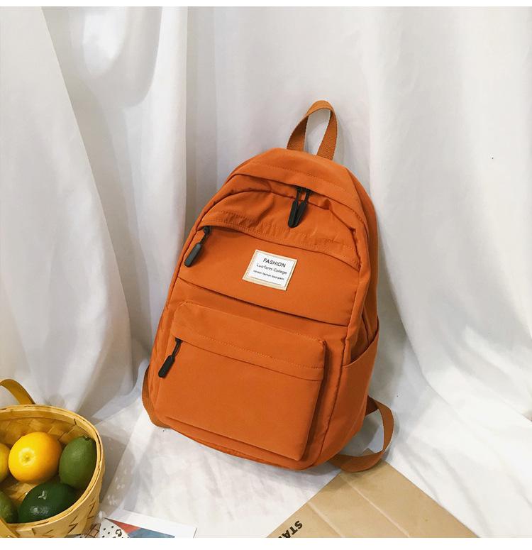 Neue Casual Einfarbig Nylon Frauen Rucksack Student Schule Tasche Teenager Mädchen Schulter Taschen Mochilas Rucksäcke Rucksack: Orange