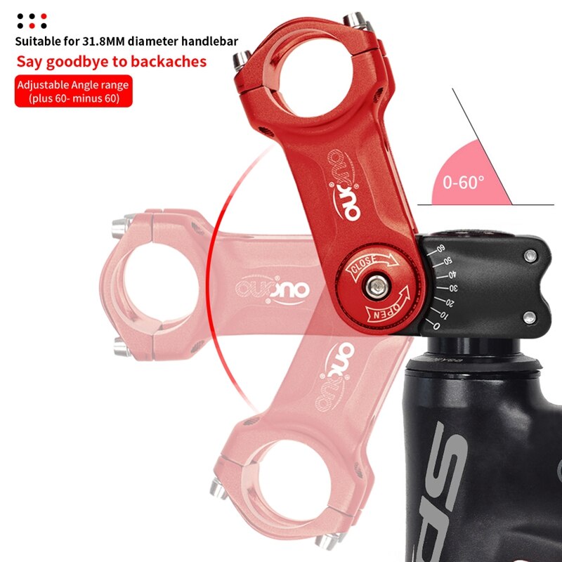 OUO 0-60 Degree Adjust Stem Adjustable Bike Handlebar Stem MTB Road Bicycle Stem Riser