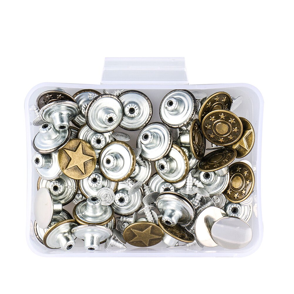 50 Stks/set Voor Naaien Broek Metalen Diverse Tack 17Mm Jeans Knop Praktische 5 Stijlen Reparatie Vervanging Kit Duurzaam Ronde