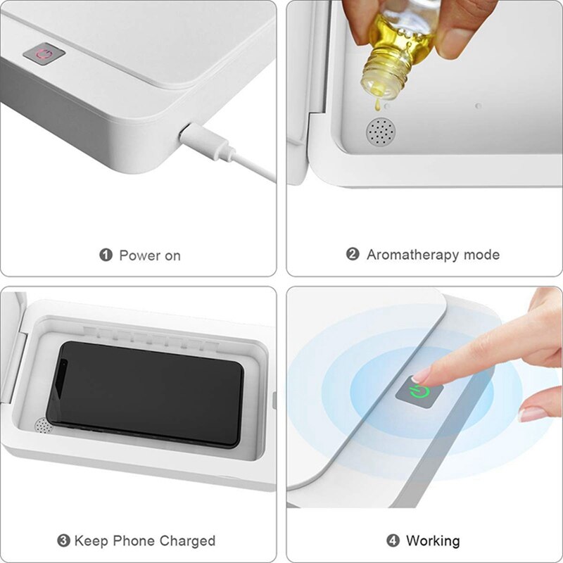UV Smart Phone Cleaner, Portable Phone Cleaner, Aroma Cleaner, iPhone Cleaner Box with USB Charging Function (For IOS Android Ph