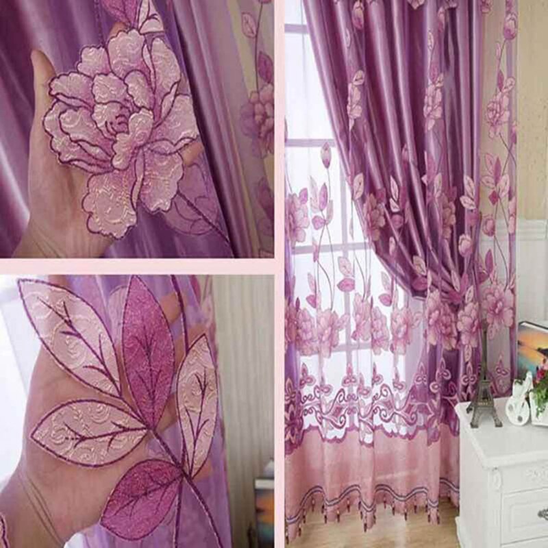 Modern Purple Blackout Curtains For Living Room Bedroom Windows Sheer Tulle Drapes Splice Home Decoration