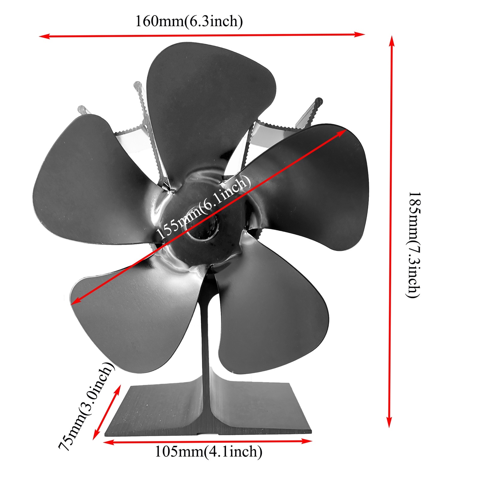 Upgraded 5-Blade Fireplace Fan Thermoelectric Module Wood Stove Fan Heating Stove Circulatory System Fan Grate On The Ear Heater