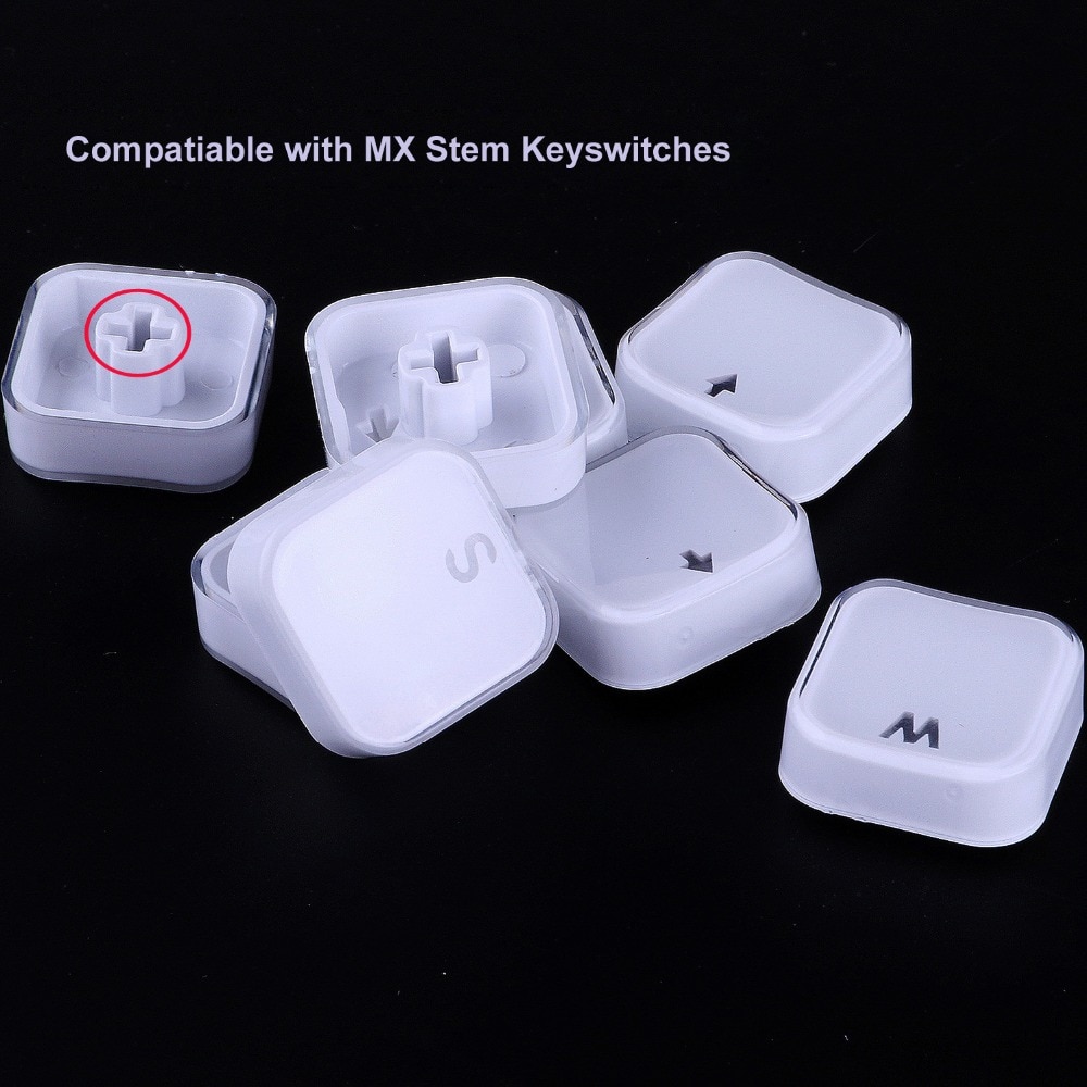 White Low Profile Keycaps for Mechanical Keyboard Crystal Edge White with Key Caps Puller Hard Plastic 104 Keys US Layout