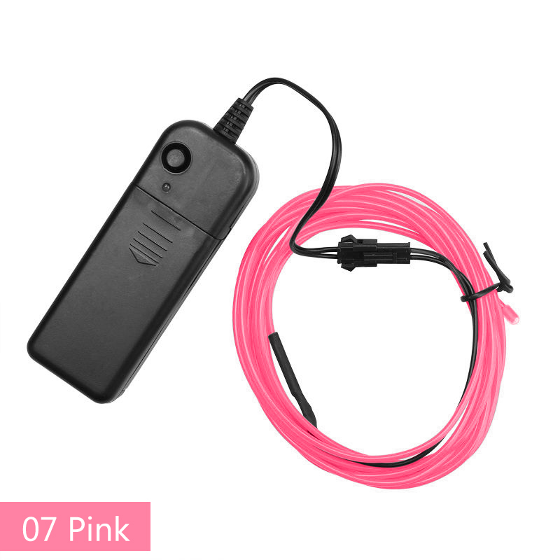 Cable de alambre LED de neón para de baile de Navidad, luz luminosa para decoración de coche, Rave, 1m/3m, novedad: Pink / 3M