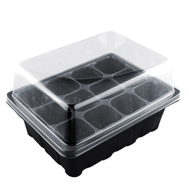9/12 Hole Seed Seedling Device Germination Box Multi Purpose Planting Bag Plastic Nursery Pots Planting High Rate Tool: 12 hole black