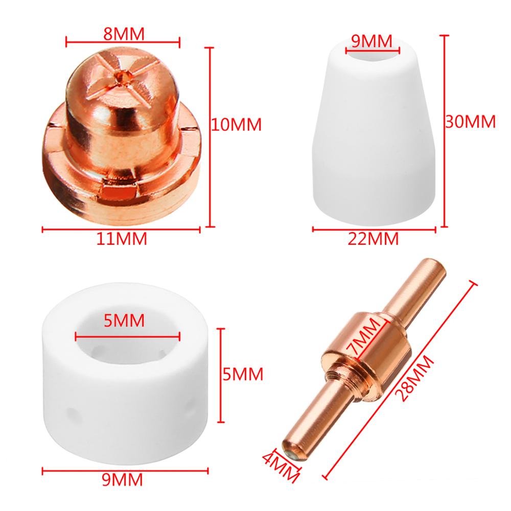 190pcs PT31 Plasma Cutter Consumables Standard Electrodes Tips Nozzle Ceramic Cups Rings 40A/50A Suit for CUT50/60