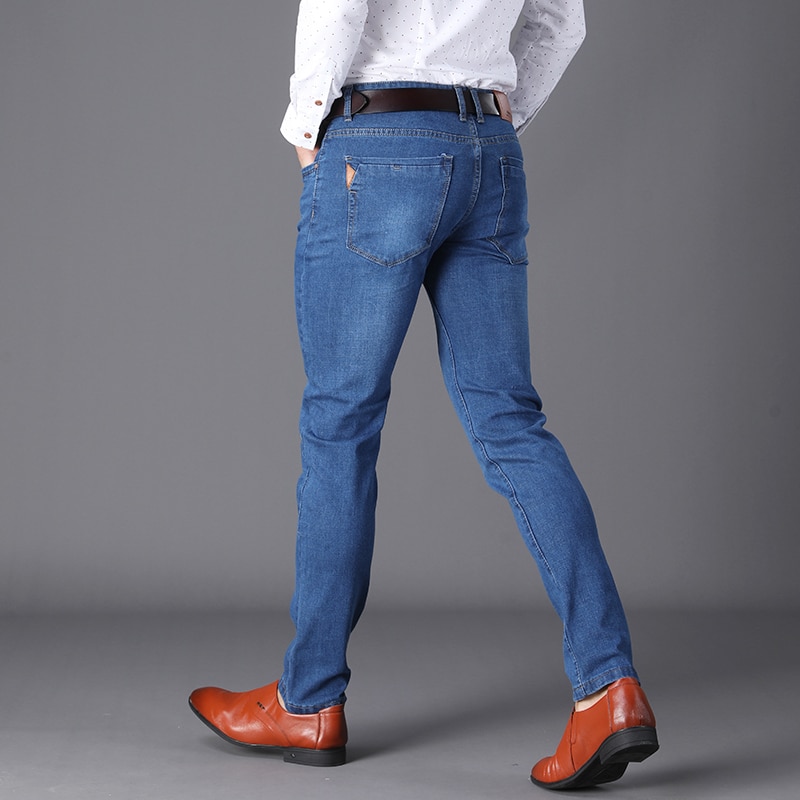 Afslappet lige bomuld elastisk stor størrelse mærke mænd jean herretøj lynlås jeans