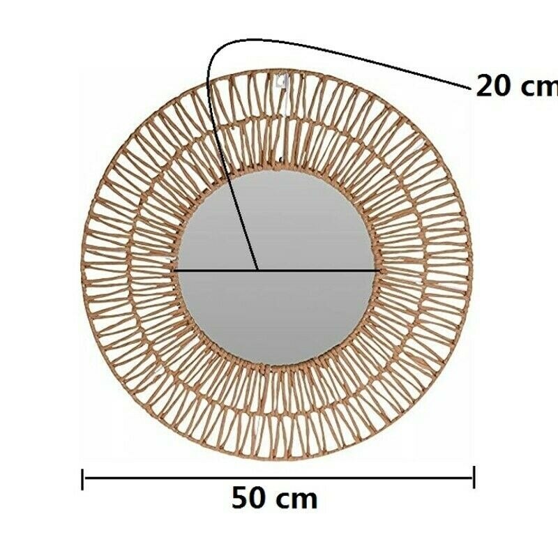 Esoejo-decoración redonda Caren Rafia Natural, 50CM, Para Entrada, Casa, Dormitorio