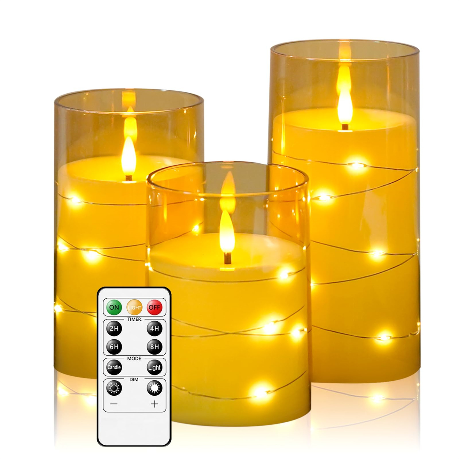 3 Stück flackernde flammenlose LED-Kerzen, batteri... – Grandado