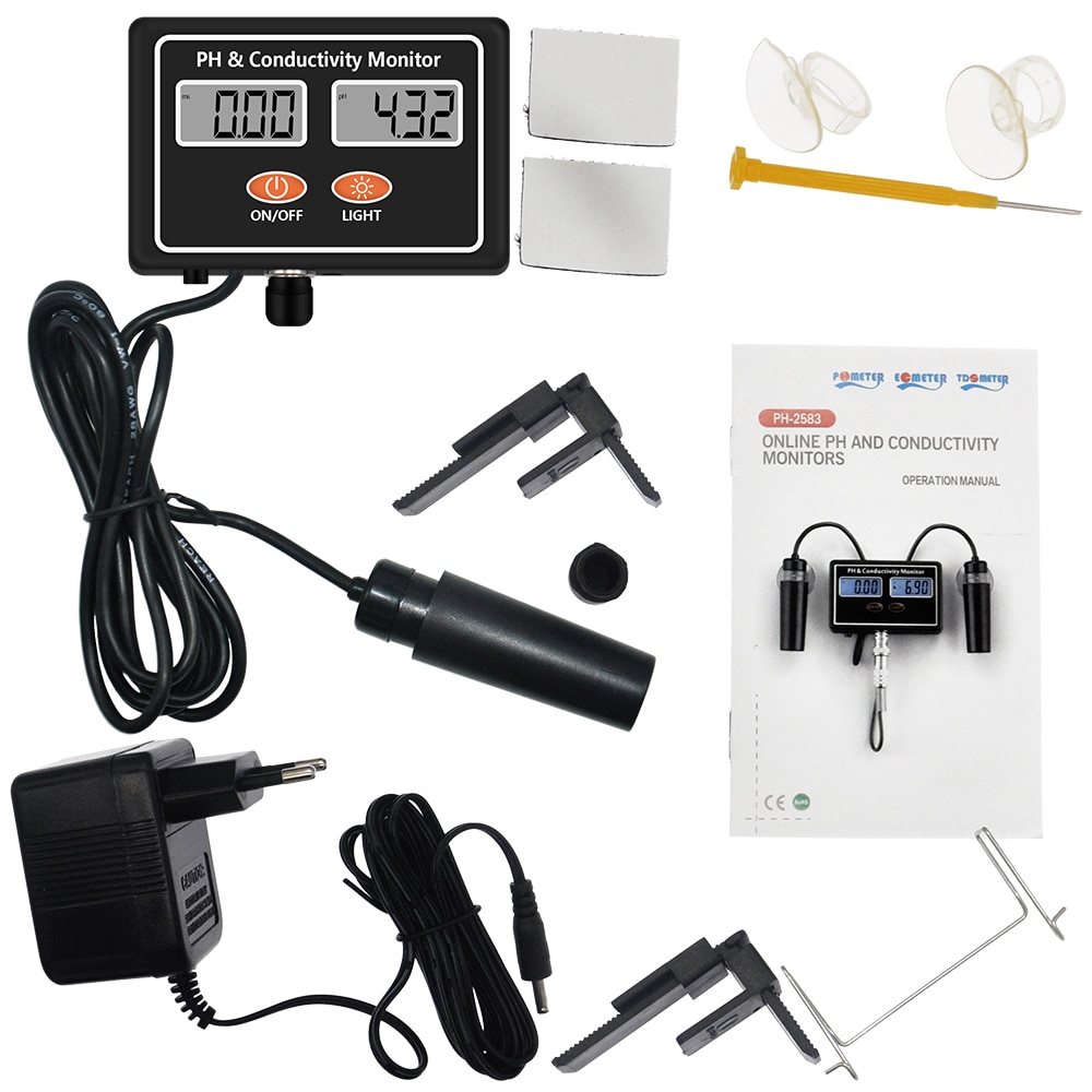 Digital Online PH EC Conductivity Monitor Meter Tester Water Real-time Continuous Monitoring for Fish Tank Aquarium