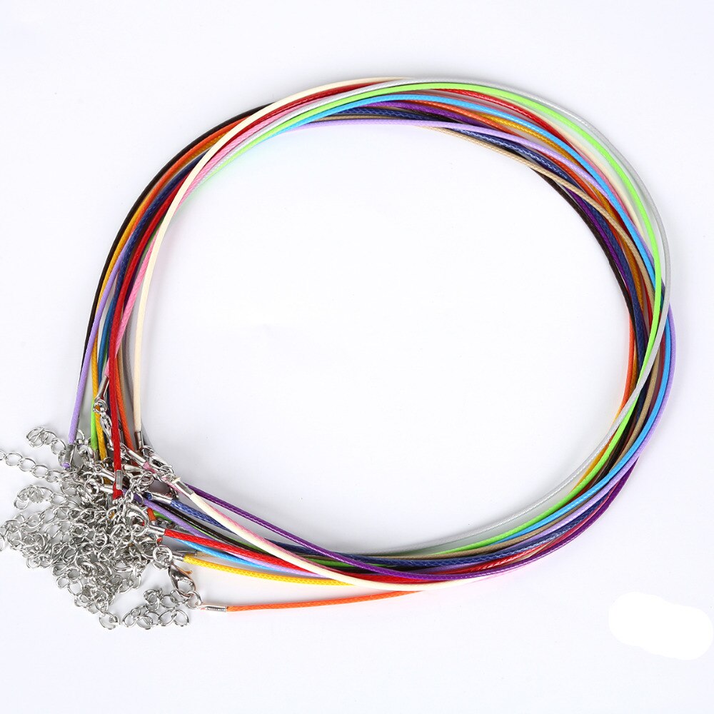 10 sztuk/partia 1.5mm skórzane łańcuchy bransoletka zawieszki charms z karabińczyk DIY komponenty do wyrobu biżuterii sznurek 45cm + 5cm