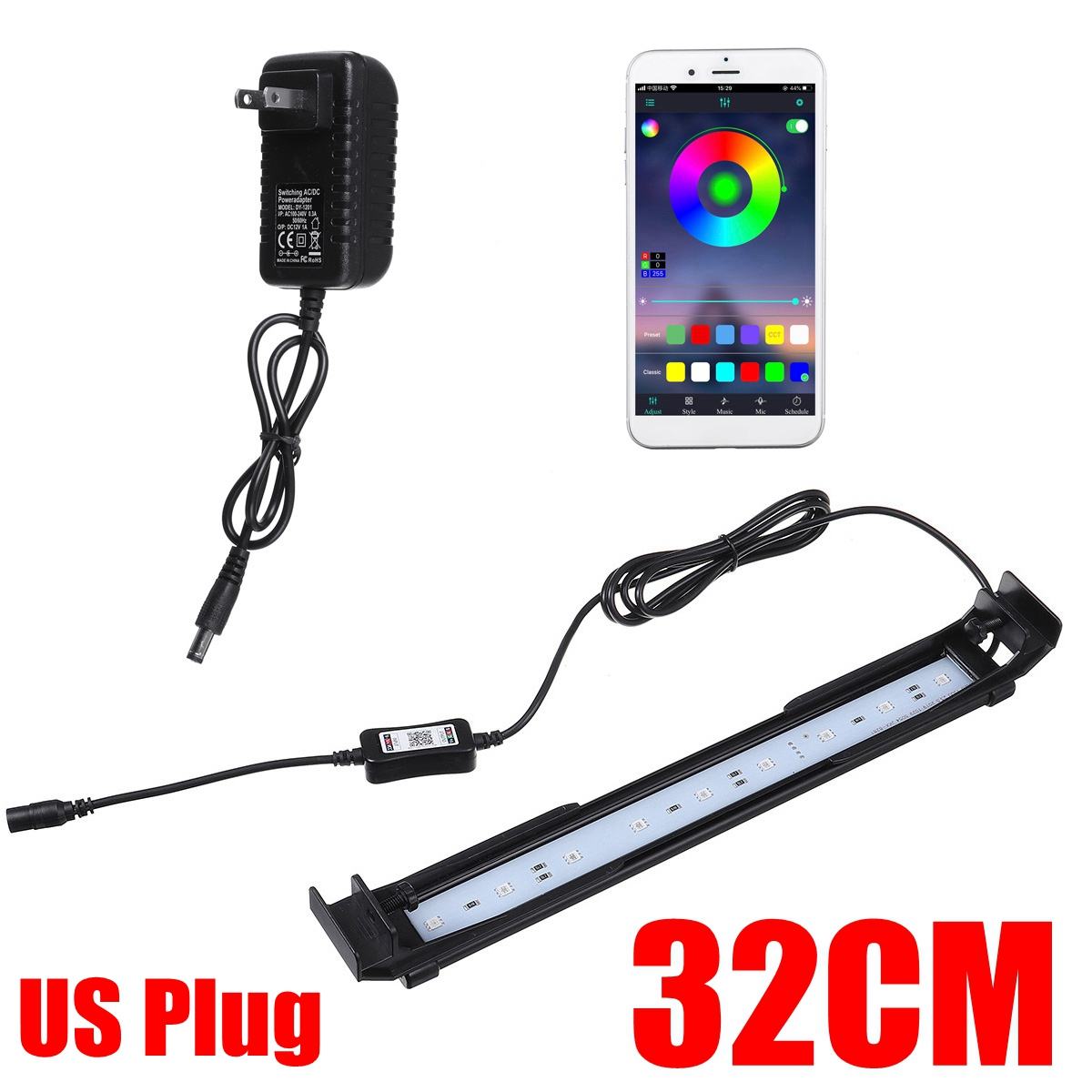 Aquarium Angeln LED Beleuchtung bluetooth APP Regler Aquarium Licht für Aquarium AC110V-240V 22-72cm: 32CM uns Stecker