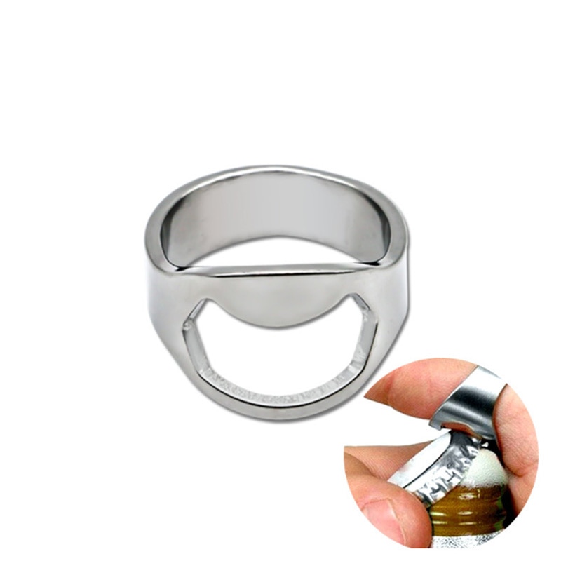 1Pcs multifunctionele Rvs Ring-Vorm Opener Unieke Creatieve Mannen Vinger Ring Bierfles Opener Diameter 22mm