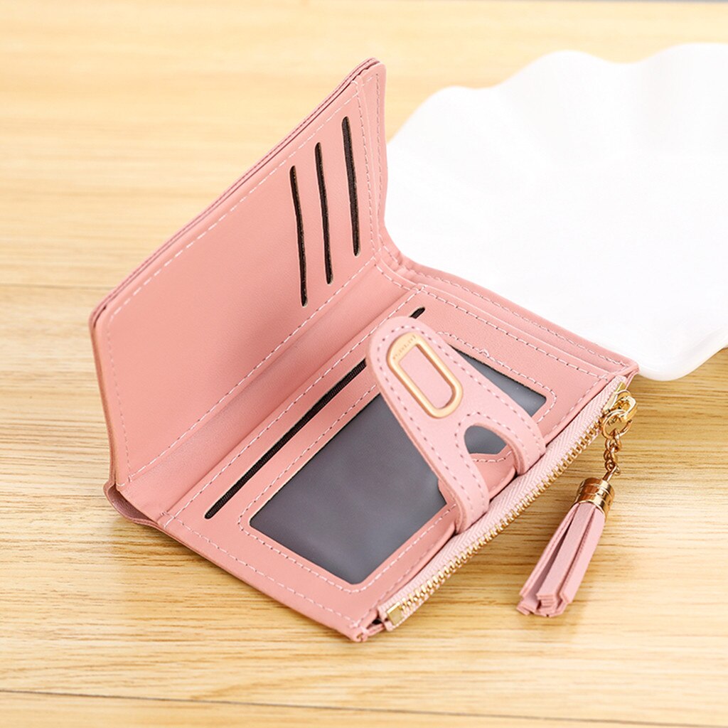 Women's Wallet Short Solid Color Handbag Buckle Tassel Mini Female Card Bag Purse Pocket Bolsas De Mujer Styles