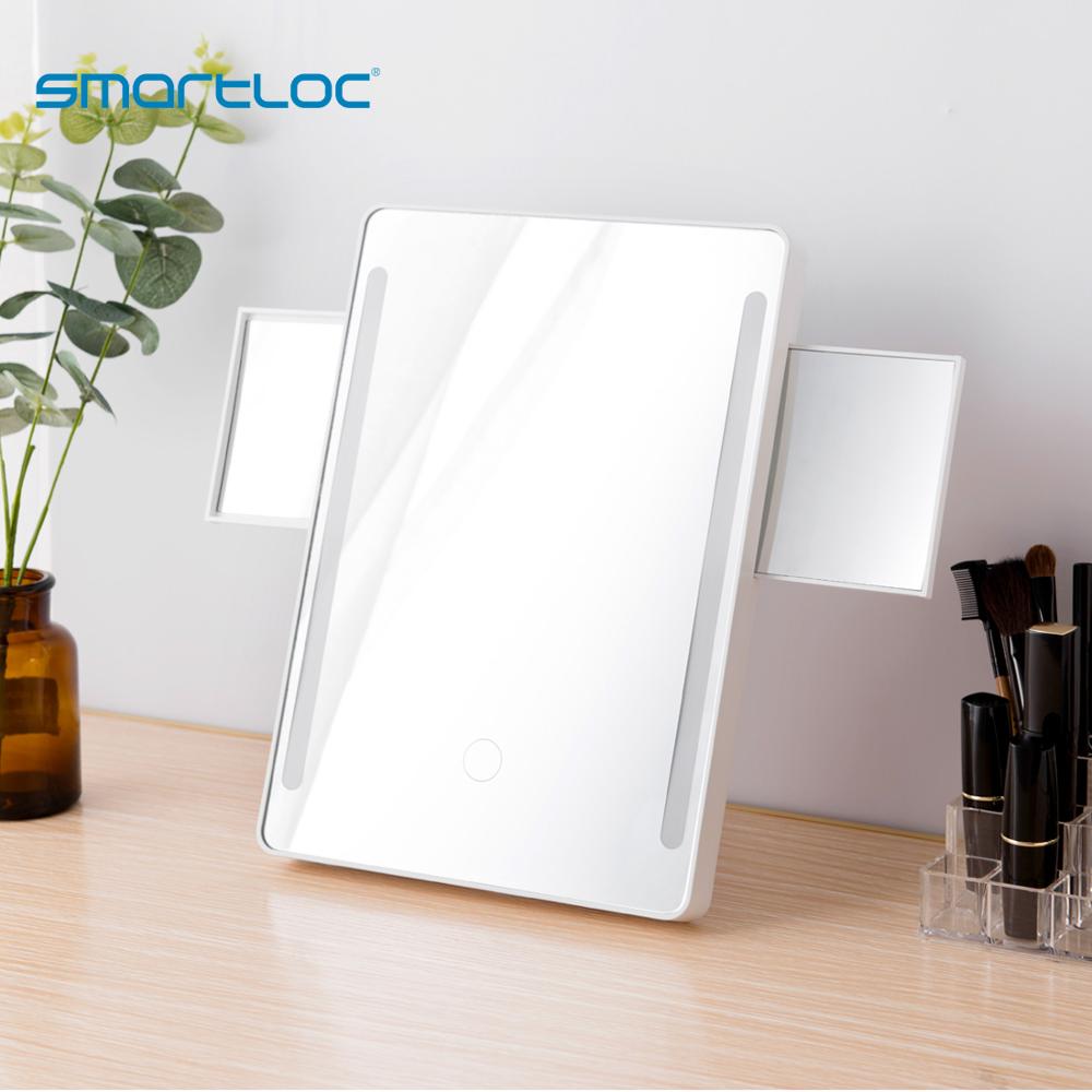 smartloc Plastic Rectangle Magnifying LED Screen Touch Bathroom Wall Mirror Bath Vanity Mirrors Dressing Table Stand 11x7.8 inch