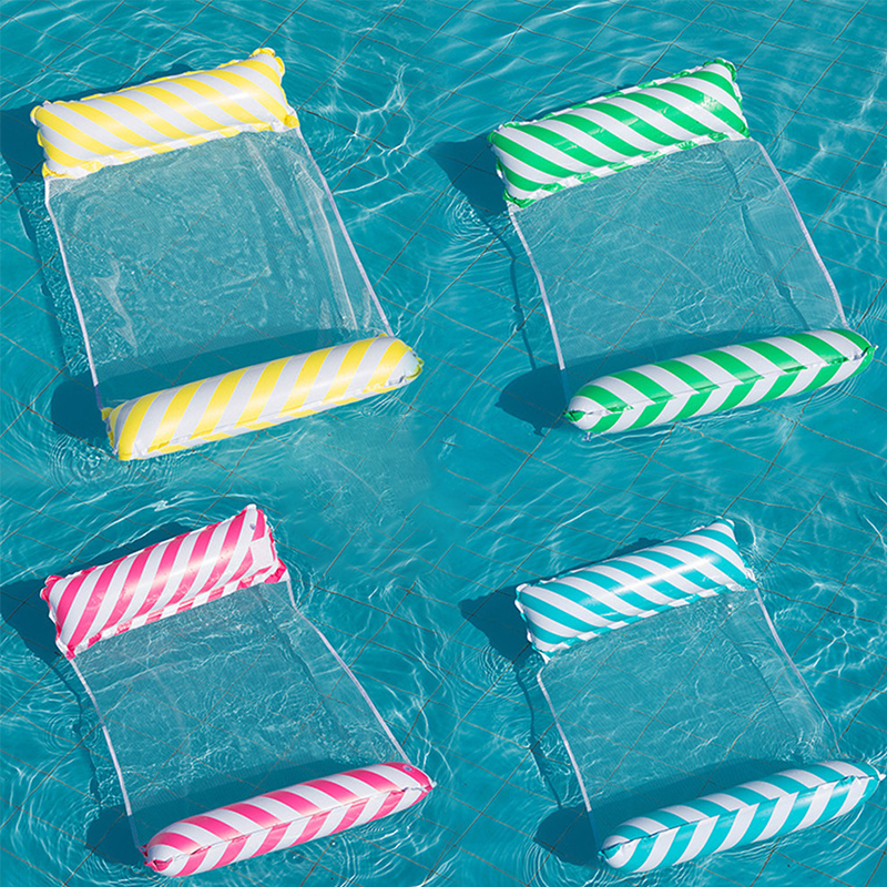 Faltbarer, gestreifter, aufblasbarer Loungesessel, geeignet für Schwimmbadpartys und schwimmende Strandbetten mit Netzrückenlehne