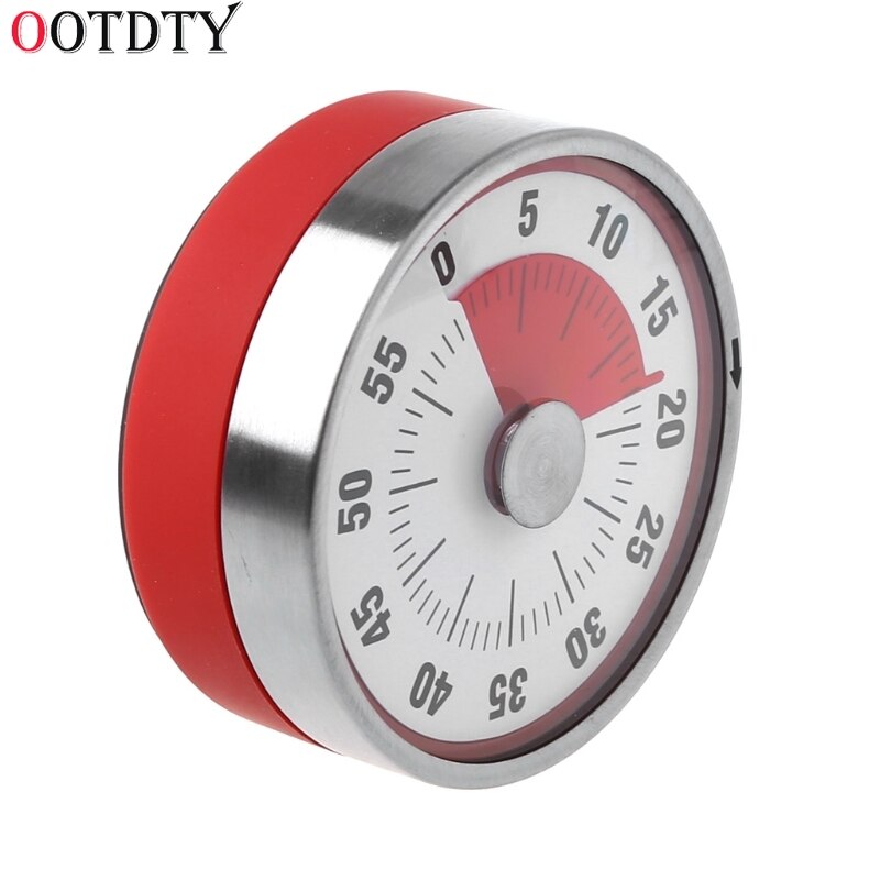 OOTDTY Stainless Steel Magnets Fridge Kitchen Timer Clock Mechanical Reminder Sport Cooking Reminder Counter
