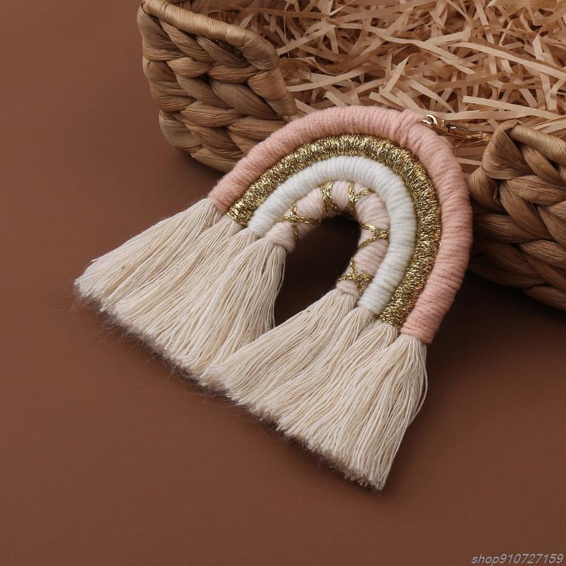 Regenbogen-schlüsselanhänger für damen, boho-stil, handgefertigt, schlüsselring, makramee-taschenanhänger, autoanhänger, schmuck,  ar06 22