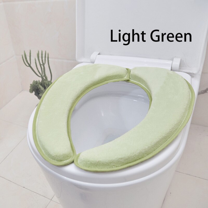 Extra dikke Warme Zachte Toilet Seat Deksel Pad Closestool Protector Badkamer Accessoires Set Sticky Toilet Seat Cover Mat: Light Green