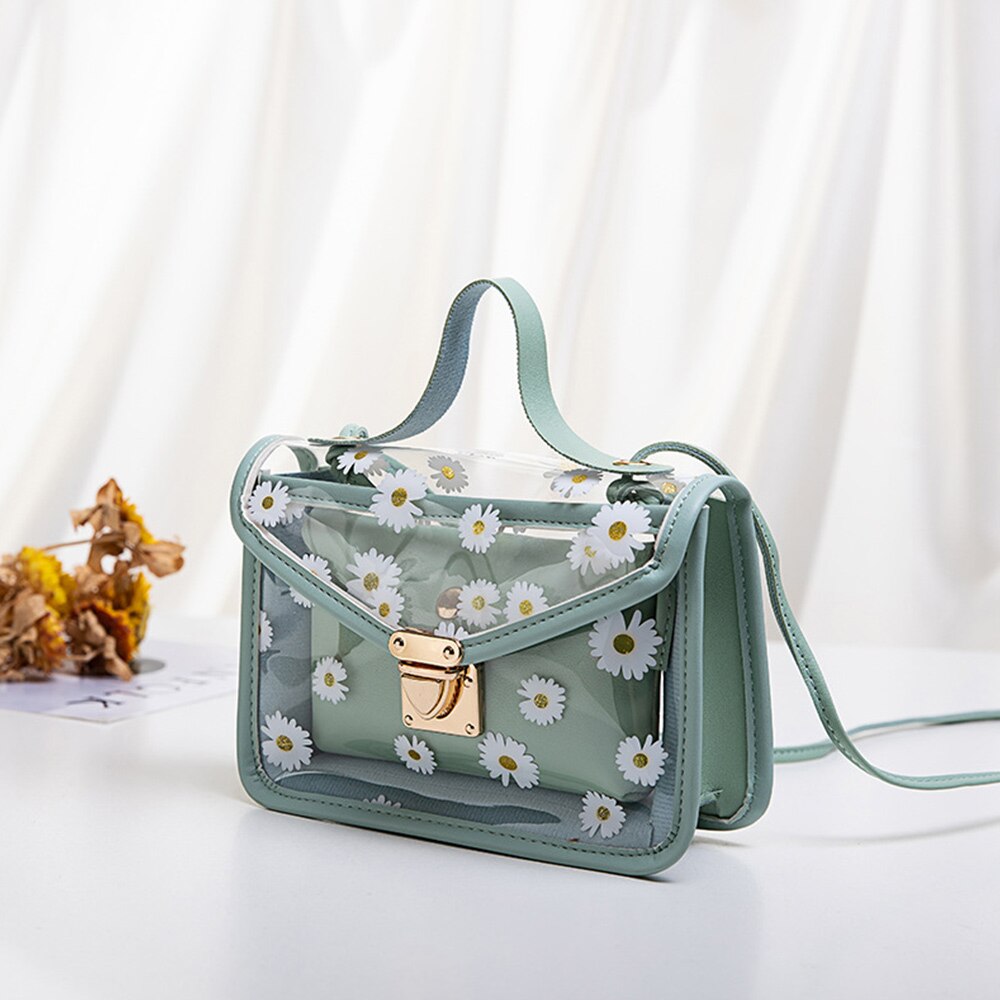 2 pçs/set Telefone Saco Pequeno Cadeia Bolsa Geléia Transparente Saco de Ombro Das Mulheres Totes Moda Crossbody Bolsas de Viagem Sólida 2020: green 2